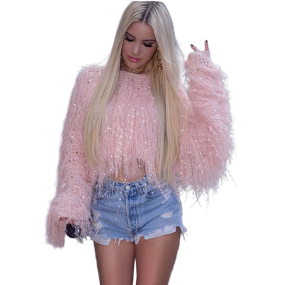 Fringe Knitted Pullover Sweater