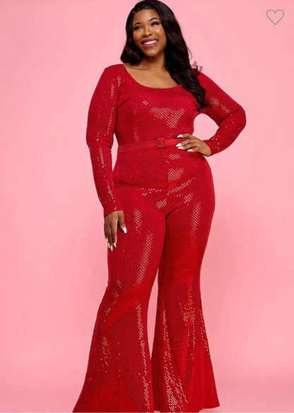 Flare Leg Glitter Jumpsuit