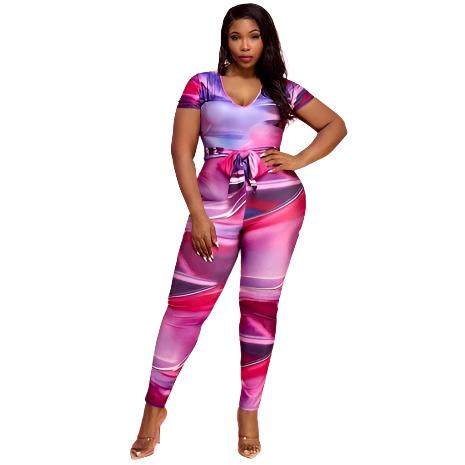 Colorful waist tie Catsuit