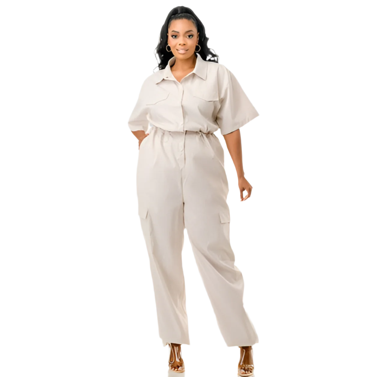 Short Sleeve Plus Jumpsuit