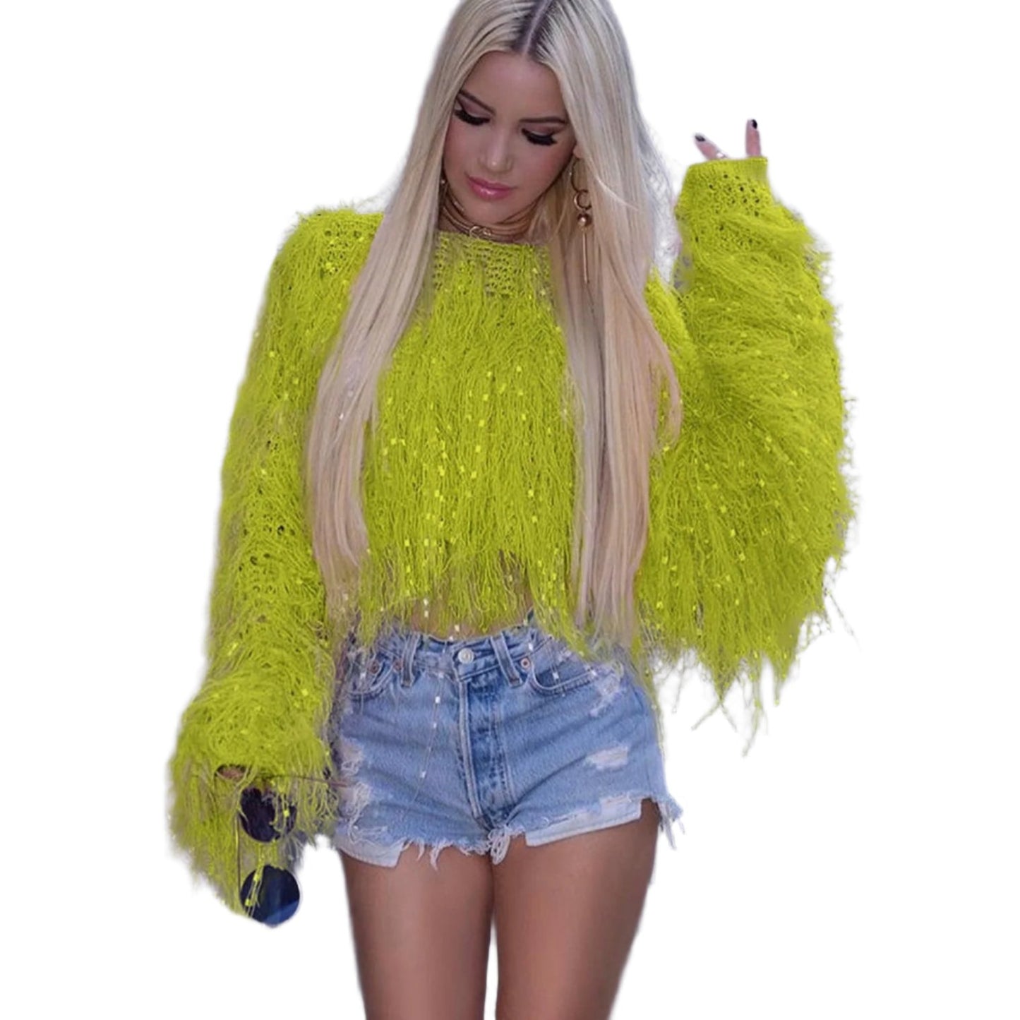 Fringe Knitted Pullover Sweater