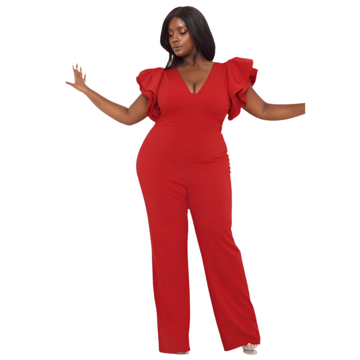 Ruffle Shoulder Jumpsuit