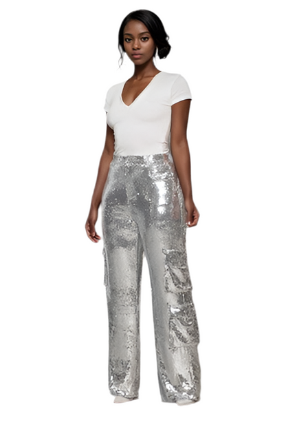 Sequin Cargo Pants