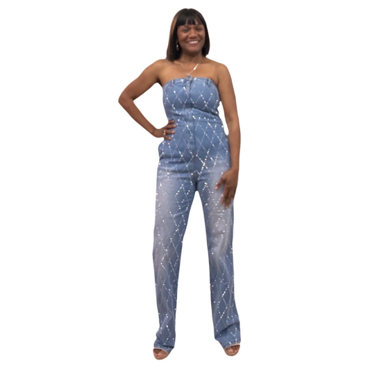 Rhinestone Halter Jumpsuit