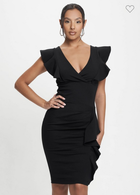 Black V Neck Dress