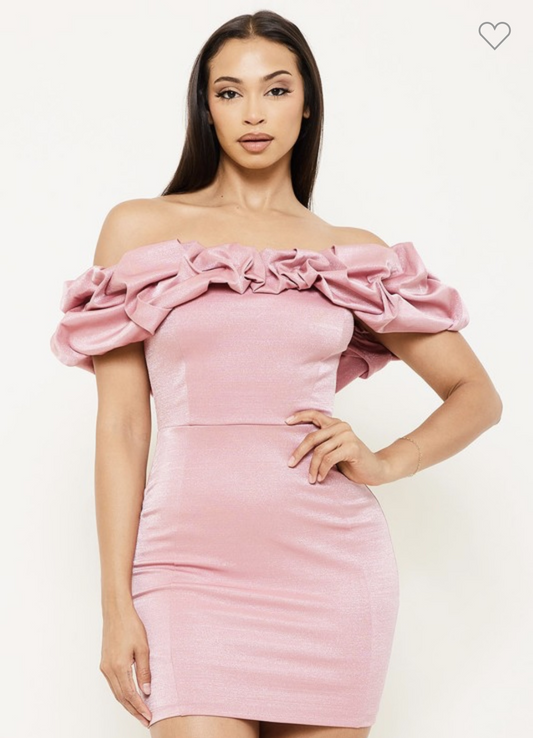 Pink Off Shoulder Dress